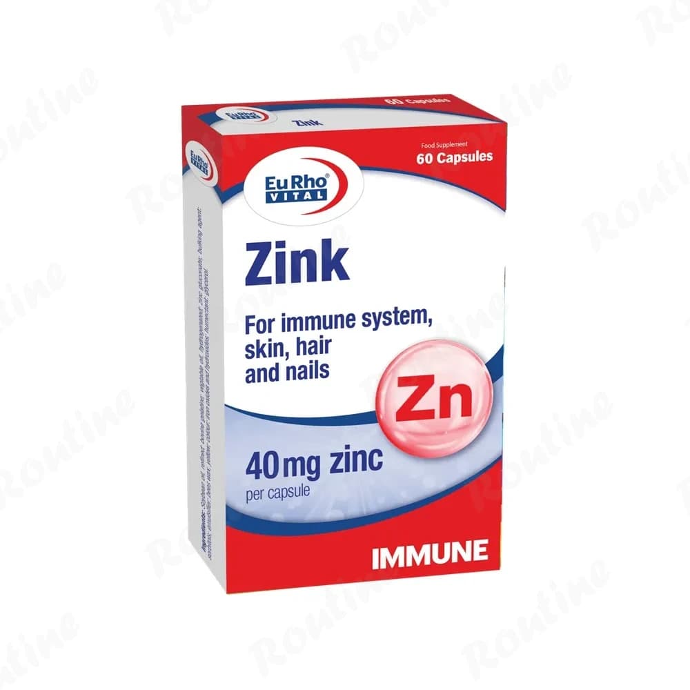 کپسول زینک پلاس یوروویتال 40 میلی‌گرم 60 عدد