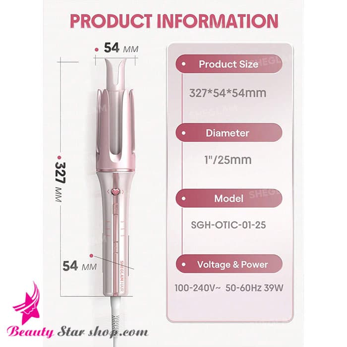 فر کننده مو صورتی شیگلم مدل Cupids Charm One-Touch سایز 25 میلی متر — تصویر ۲