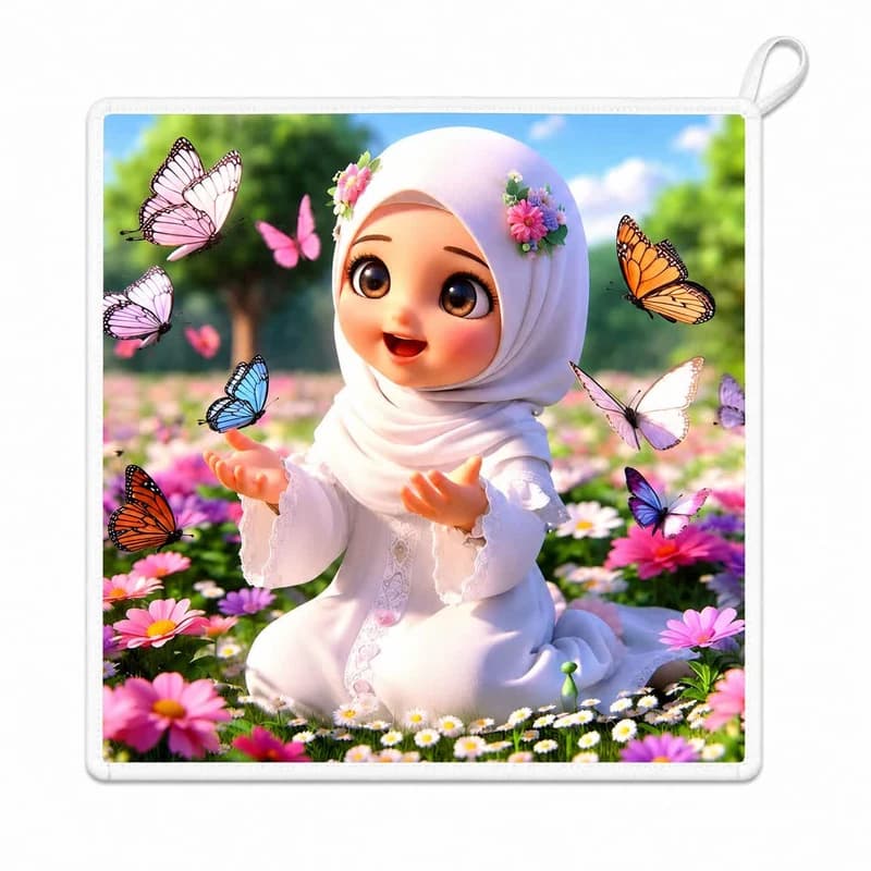 حوله دست و صورت مدل دخترک 4 طرح دستمال سایز 31×31 سانتی متر