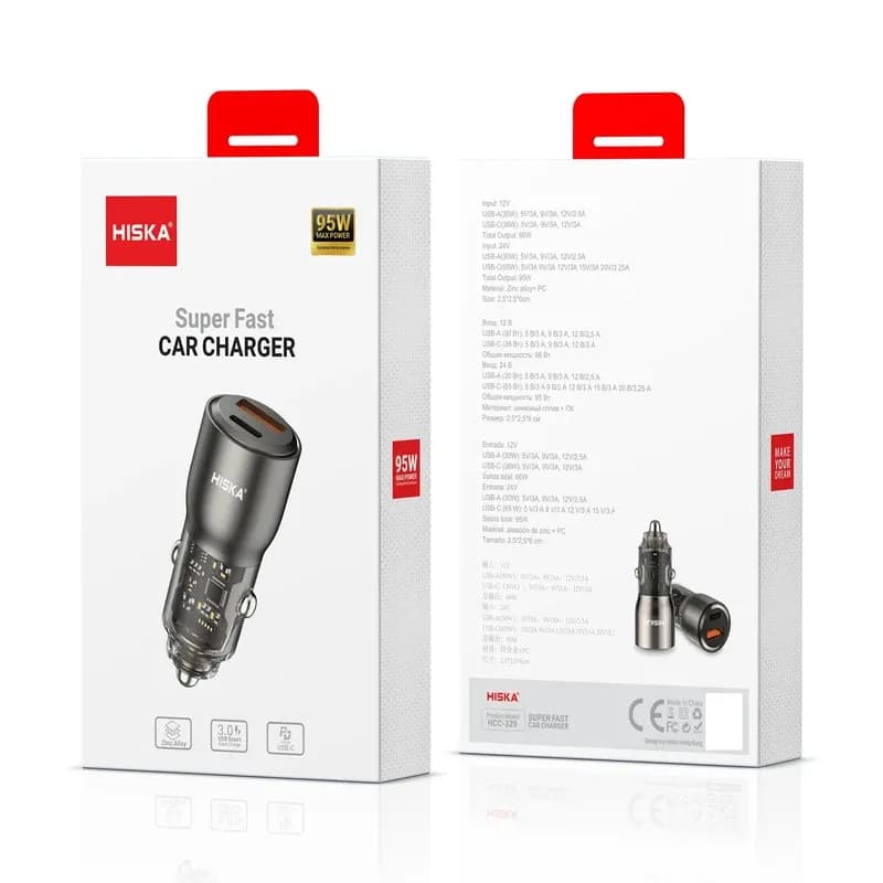 شارژر فندکی 95 وات هیسکا مدل HCC-329 کد 9763 — تصویر ۳