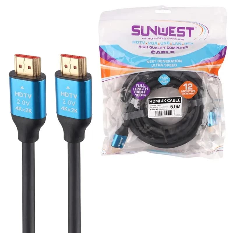 کابل HDMI 4K سان وست Sunwest طول 5 متر کد 9839