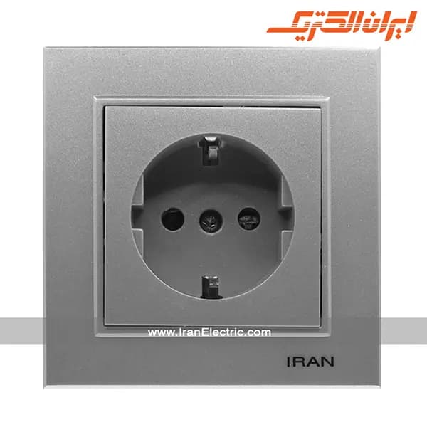 پریز برق ارت دار برلیان نقره ای — تصویر ۲