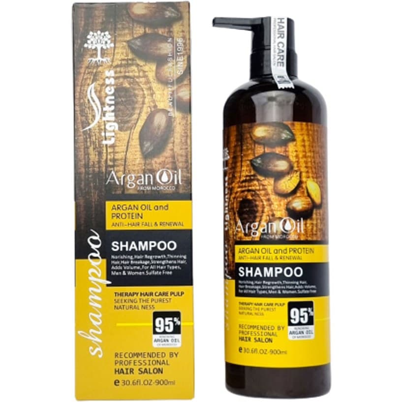 شامپو لایتنس تقویت کننده و ترمیم کننده مو مدل argan حجم 900 میلی لیتر