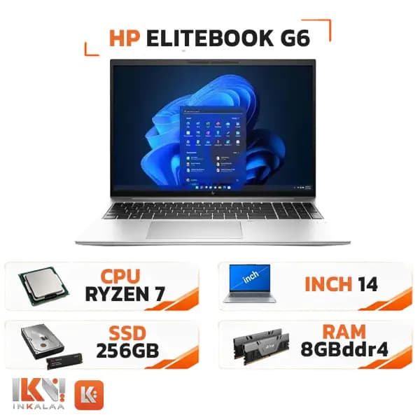 لپ تاپ استوک HP مدل EliteBook 745 G6 AMD Ryzen 7 3700U 8GB 256GB — تصویر ۴