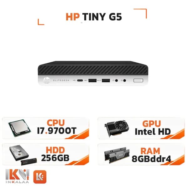 تاینی کیس استوک HP مدل EliteDesk 800 G5 Tiny پردازنده Intel Core i7-9700T حافظه DDR4 8GB هارد 256GB — تصویر ۴