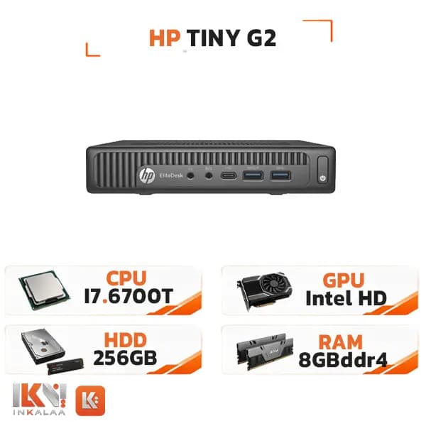 تاینی کیس استوک HP مدل EliteDesk 600/800 G2 Tiny پردازنده Intel Core i7-6700T حافظه DDR4 8GB هارد 256GB — تصویر ۲