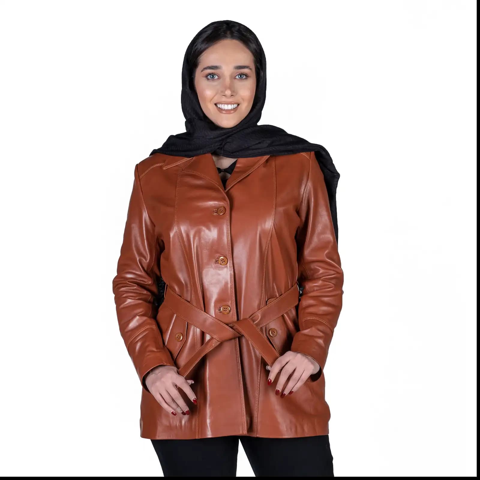 پالتو چرم زنانه 2308J — تصویر ۵