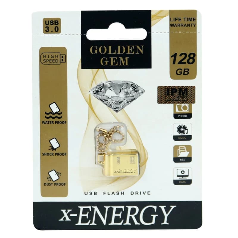 فلش 128 گیگ ایکس-انرژی X-Energy Golden Gem USB3.0 — تصویر ۲