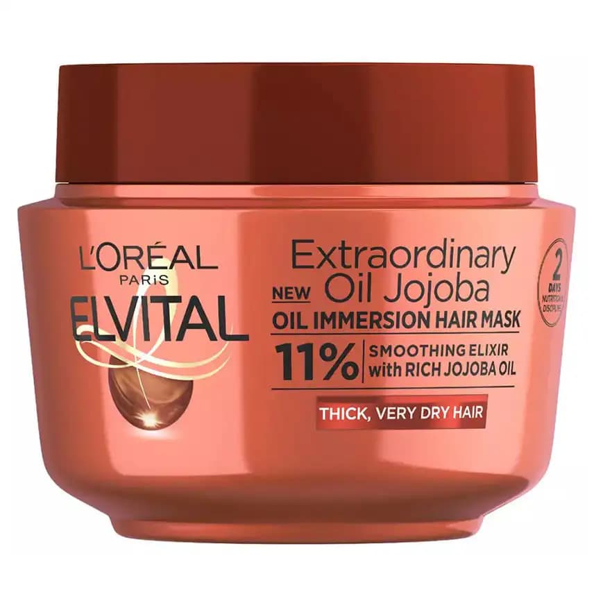 ماسک مو مغذی لورال حاوی روغن جوجوبا 300 میل L’Oreal Elvive Extraordinary Oil Hair Mask With Jojoba Oil