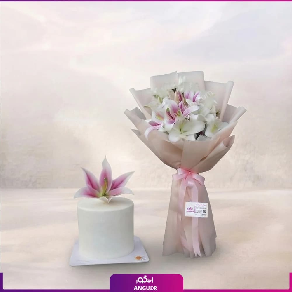 دسته گل و کیک لیلی