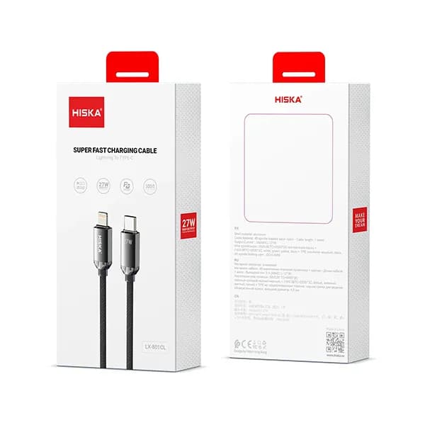 کابل شارژ تایپ سی به لایتینگ LX-801CL هیسکا (Hiska) — تصویر ۲