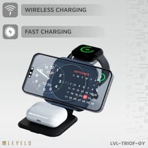 هولدر شارژر وایرلس تاشو لِوِلو مدل LVLTF31WCBK — تصویر ۸