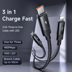 کابل چند USB به Type-C ، Lightning و micro-USB مک دودو مدل CA579 — تصویر ۳
