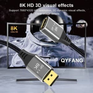 کابل افزایش طول پورت Display کوتتسی مدل 87412 نیم متری — تصویر ۴