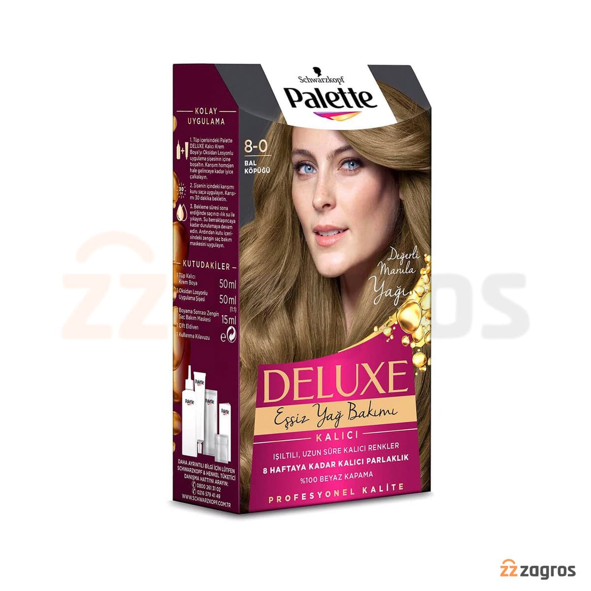 کیت رنگ مو عسلی پلت سری Deluxe مدل Kalici شماره 8.0