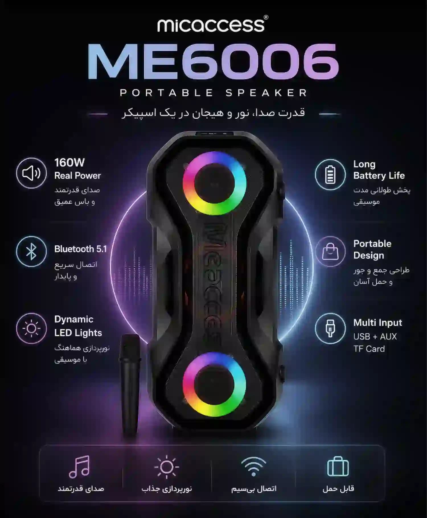 اسپیکر قابل حمل مکسیس مدل ME-6006 — تصویر ۵