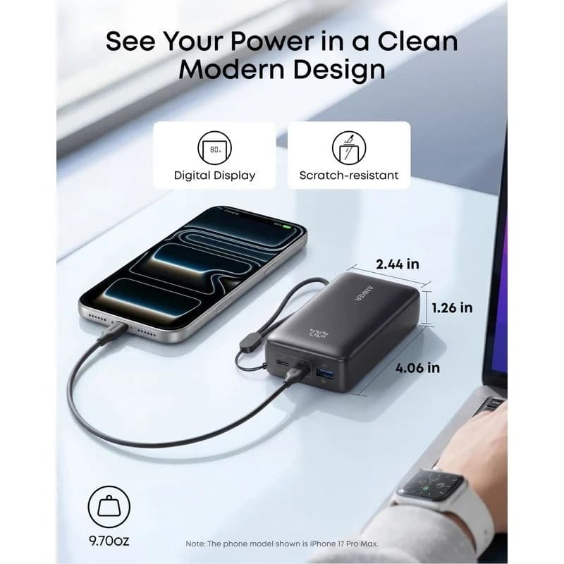 پاوربانک انکر ۳۰ وات Anker Zolo مدل A110J ظرفیت 10 هزار میلیآمپر — تصویر ۵