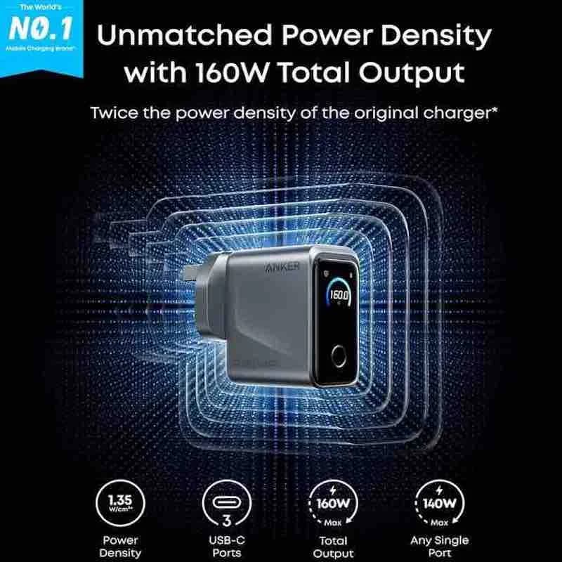 شارژر ۱۶۰ وات سه پورت انکر Anker Prime مدل A2687 — تصویر ۳