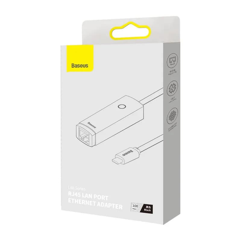 کابل تبدیل Type C به LAN بیسوس Baseus RJ45 LAN Port WKQX000201 100Mbps — تصویر ۳