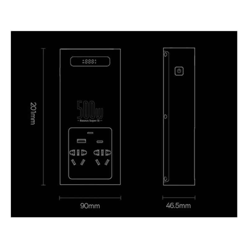 اینورتر و شارژر فندکی 500 وات بیسوس BASEUS Car Power Inverter 500w CGNB000101 — تصویر ۸