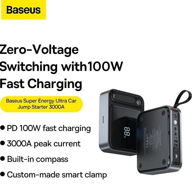 پاوربانک و جامپ استارتر خودرو 26800 میلی آمپر بیسوس Baseus CH005 Super Energy C00251400111-00 — تصویر ۳