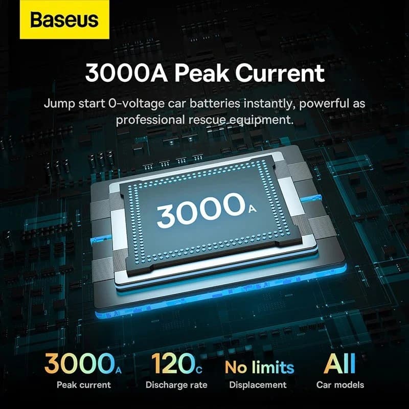 پاوربانک و جامپ استارتر خودرو 26800 میلی آمپر بیسوس Baseus CH005 Super Energy C00251400111-00 — تصویر ۶
