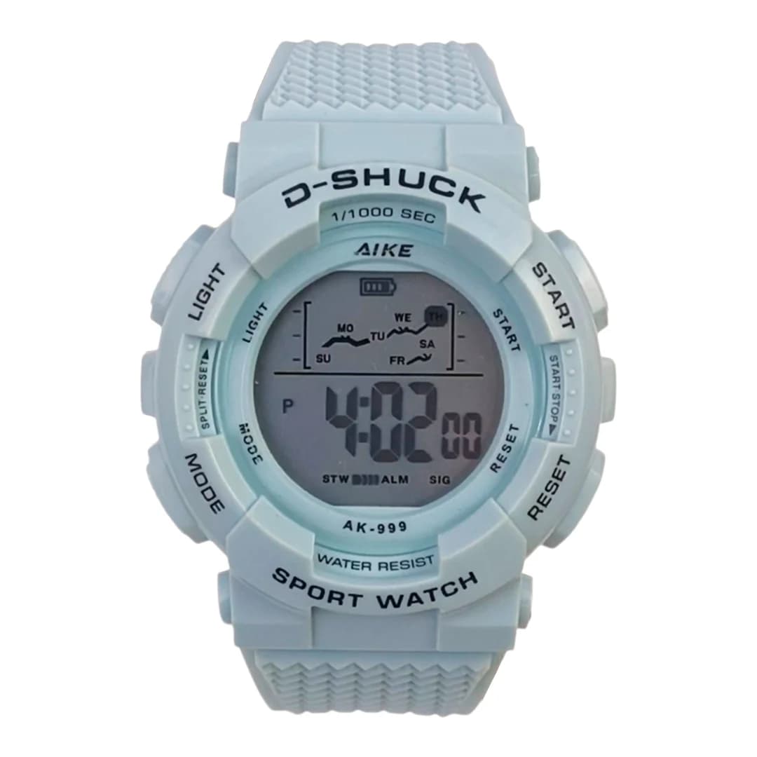 ساعت مچی اسپرت آیک | AIKE طرح G-SHOCK دیجیتالی مدل AK-999 رنگ آبی روشن به همراه جعبه و پاکت اورجینال