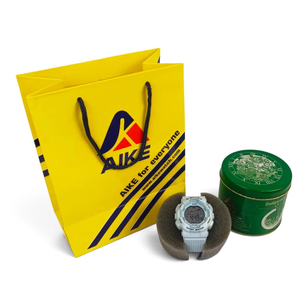 ساعت مچی اسپرت آیک | AIKE طرح G-SHOCK دیجیتالی مدل AK-999 رنگ آبی روشن به همراه جعبه و پاکت اورجینال — تصویر ۶
