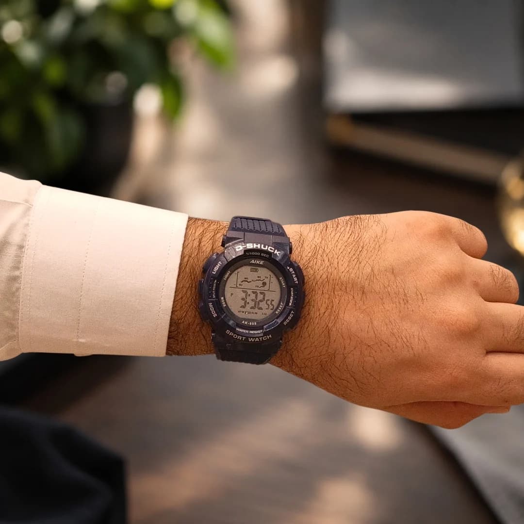 ساعت مچی اسپرت آیک | AIKE طرح G-SHOCK دیجیتالی مدل AK-999 رنگ سرمه ای به همراه جعبه و پاکت اورجینال — تصویر ۲