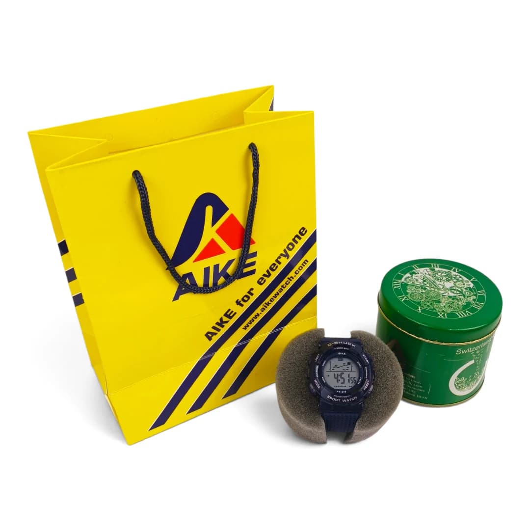 ساعت مچی اسپرت آیک | AIKE طرح G-SHOCK دیجیتالی مدل AK-999 رنگ سرمه ای به همراه جعبه و پاکت اورجینال — تصویر ۶