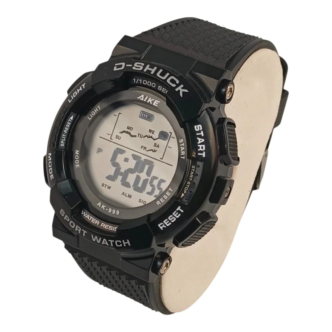 ساعت مچی اسپرت آیک | AIKE طرح G-SHOCK دیجیتالی مدل AK-999 رنگ مشکی به همراه جعبه و پاکت اورجینال — تصویر ۳