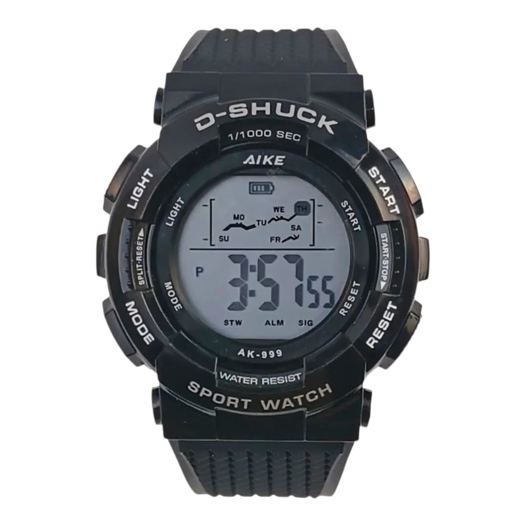 ساعت مچی اسپرت آیک | AIKE طرح G-SHOCK دیجیتالی مدل AK-999 رنگ مشکی به همراه جعبه و پاکت اورجینال