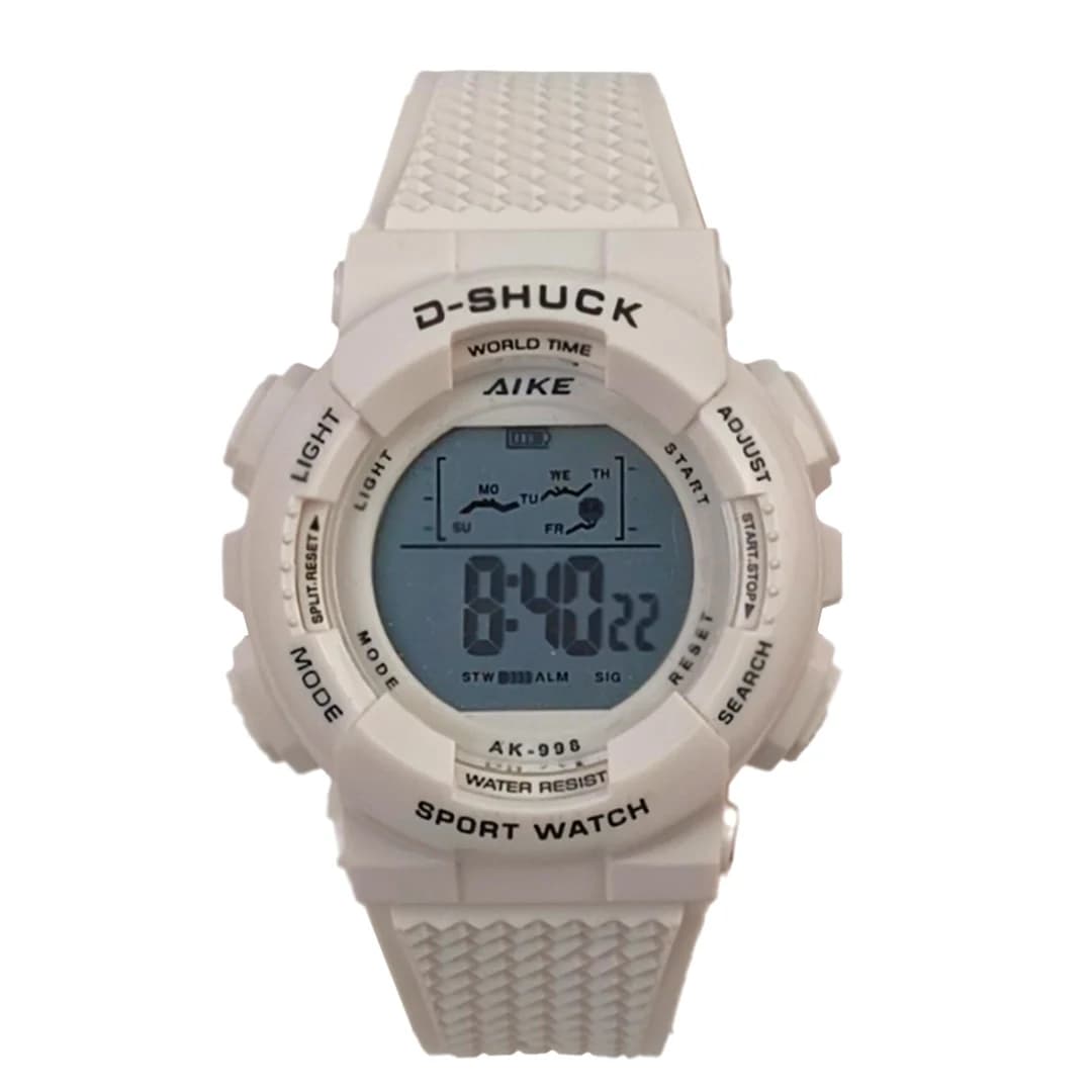 ساعت مچی اسپرت آیک | AIKE طرح G-SHOCK دیجیتالی مدل AK-998 رنگ سفید به همراه جعبه و پاکت اورجینال