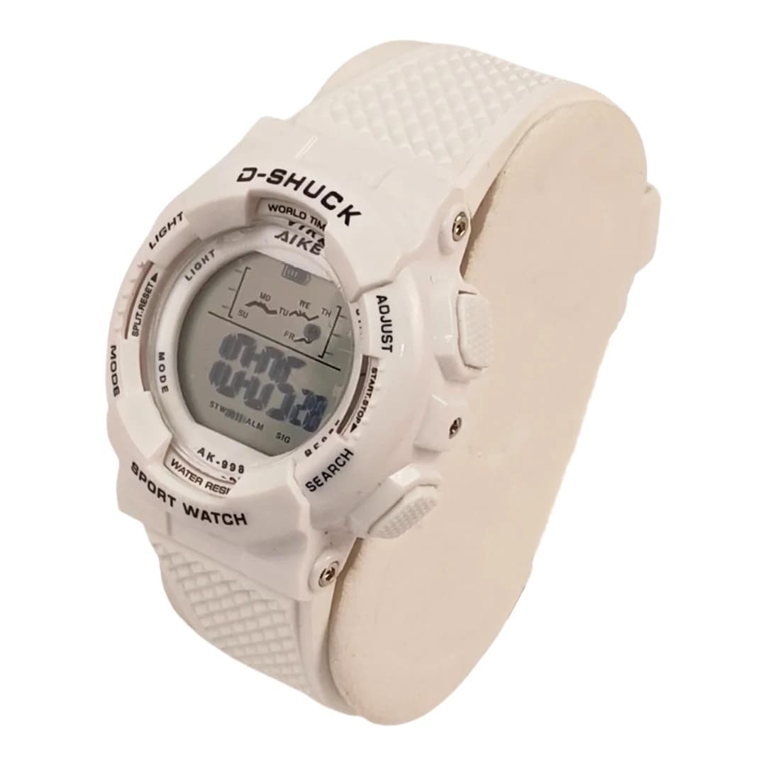 ساعت مچی اسپرت آیک | AIKE طرح G-SHOCK دیجیتالی مدل AK-998 رنگ سفید به همراه جعبه و پاکت اورجینال — تصویر ۳