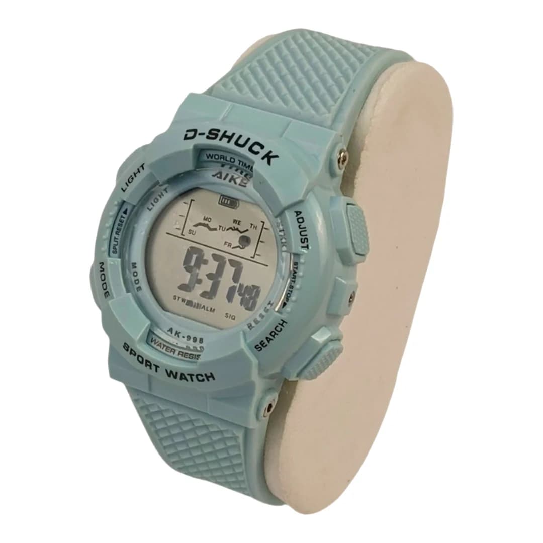 ساعت مچی اسپرت آیک | AIKE طرح G-SHOCK دیجیتالی مدل AK-998 رنگ آبی روشن به همراه جعبه و پاکت اورجینال — تصویر ۳