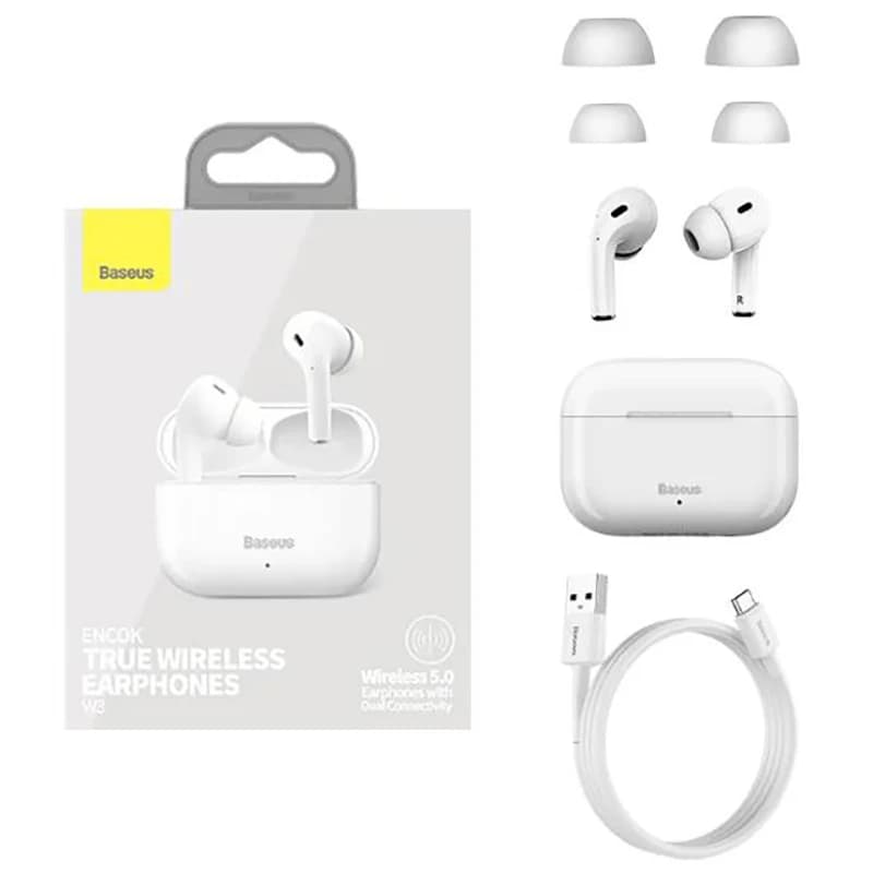 هندزفری بلوتوث بیسوس Baseus Encok W3 White NGW3-02 — تصویر ۲