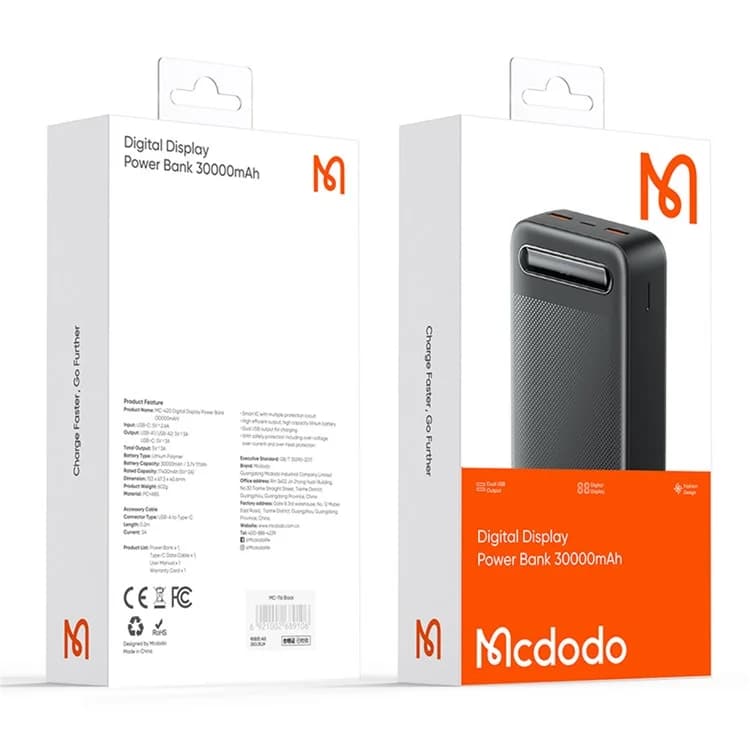 پاوربانک 30000 میلی آمپر مک دودو مدل MCDODO MC-4201 Powerbank — تصویر ۲