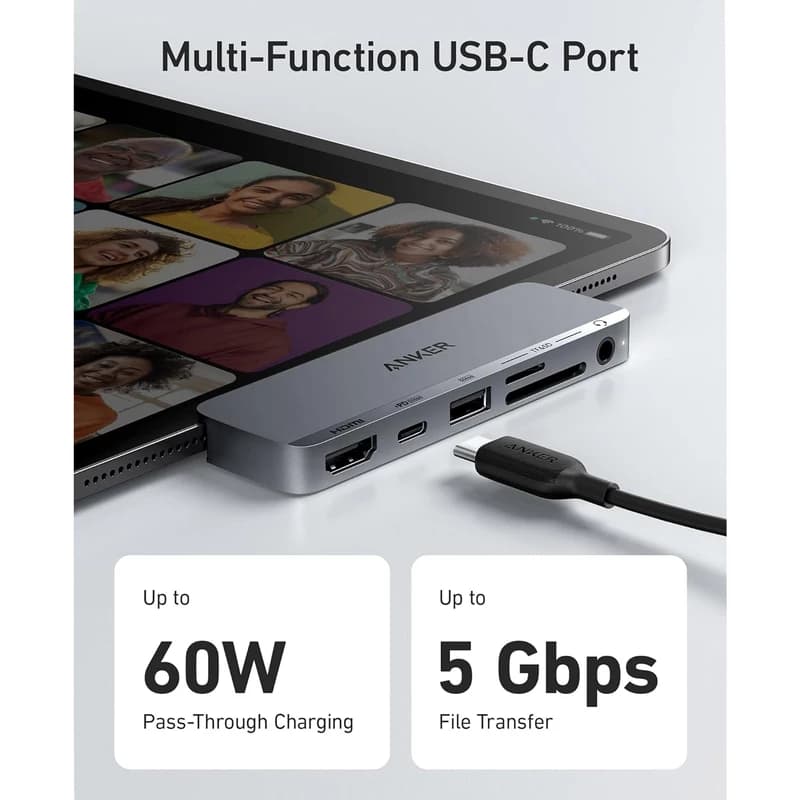 هاب 6 پورت انکر مدل Anker 541 USB-C Hub A8363HA1 — تصویر ۴