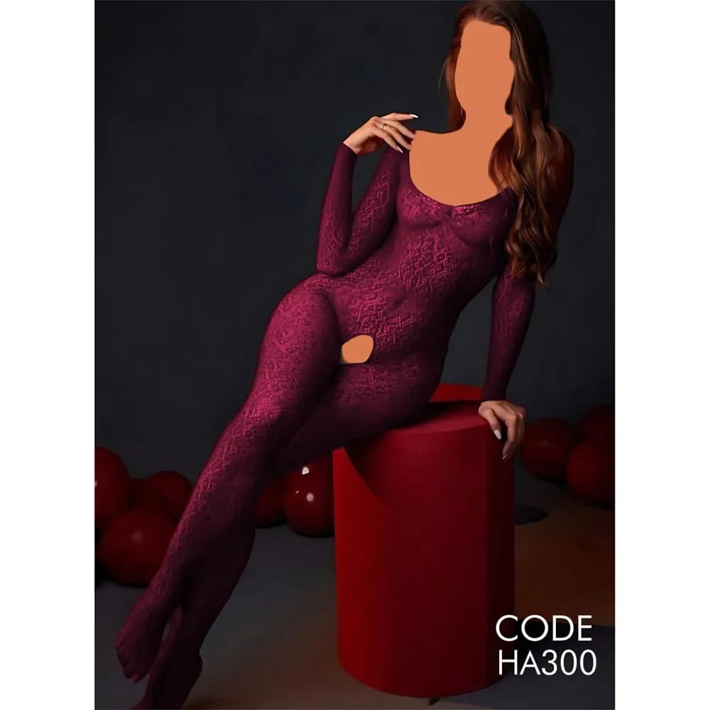 بادی استاکینگ بنفش فاق باز کد HA300