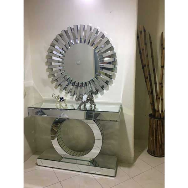 آینه دکوراتیو خورشیدی لوکس نقره ای — تصویر ۳
