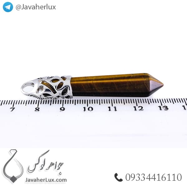 گردنبند سنگ چشم ببر مدل منشور _ کد : 400218 — تصویر ۷