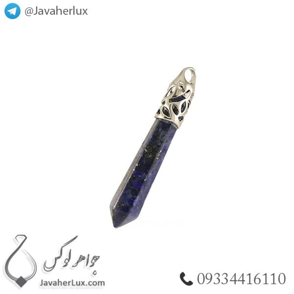 گردنبند سنگ لاجورد مدل منشور _ کد : 400217 — تصویر ۳