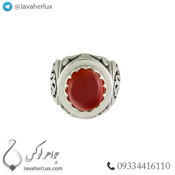 انگشتر نقره مردانه عقیق خراسانی مدل ارشان _ کد : 100382 — تصویر ۳