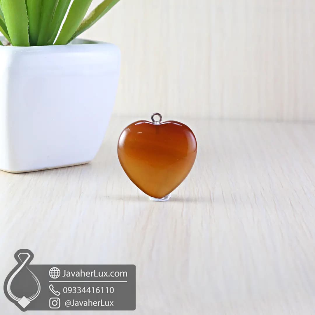 گردنبند سنگ عقیق تراش قلب _ کد : 400211 — تصویر ۳