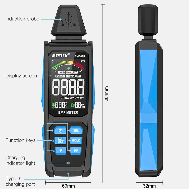 تستر میدان الکترومغناطیسی و RF مستک مدل MESTEK EMF02R — تصویر ۳
