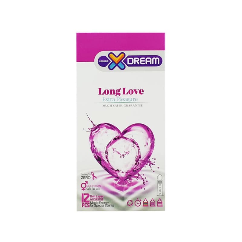 کاندوم لذت طولانی خاردار ایکس دریم XDream مدل Long Love بسته 12 عددی