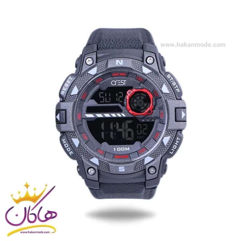 ساعت مچی کرست پرو مردانه بند رابر مشکی دیجیتالی crest 9503/1