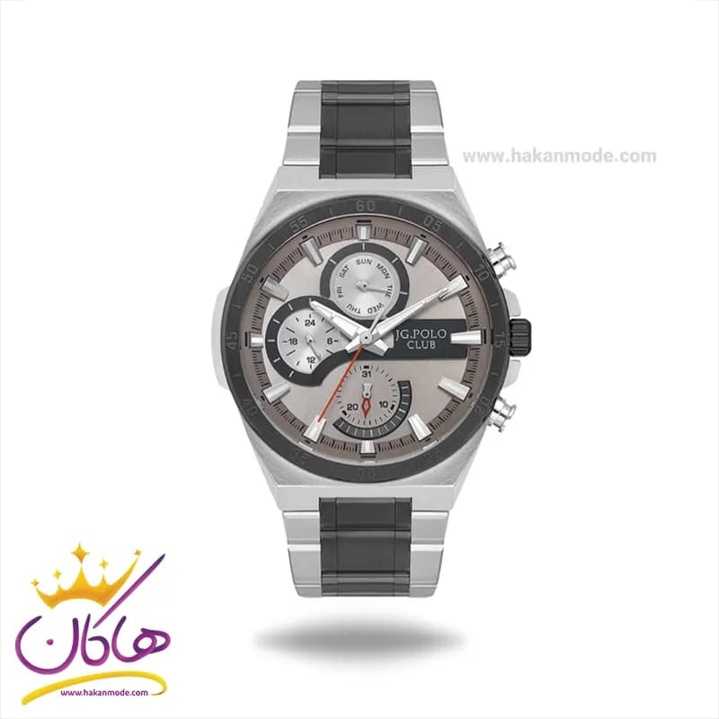 ساعت مچی جی جی پولو مردانه فلزی نقره ای مشکی JPC.S04239A/5