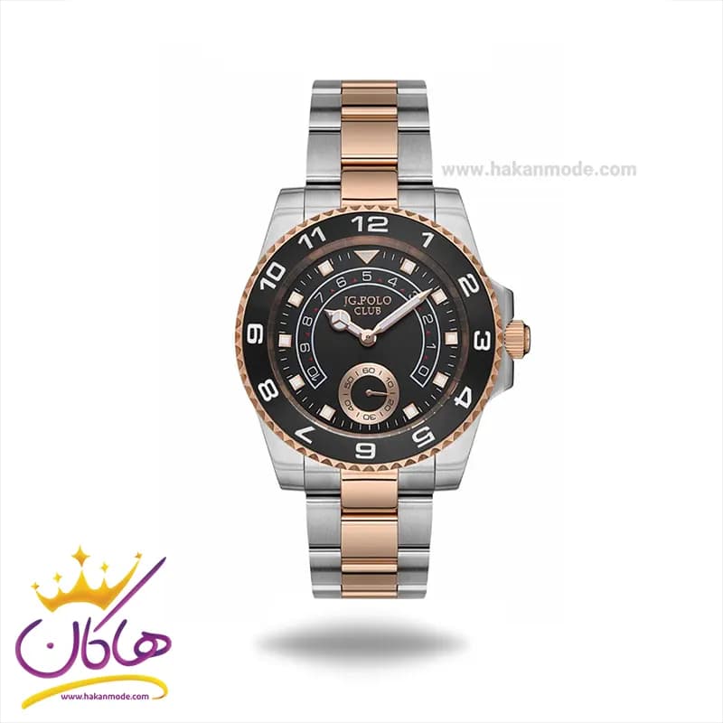 ساعت مچی جی جی پولو مردانه فلزی نقره ای رزگلد JPC.11249/3