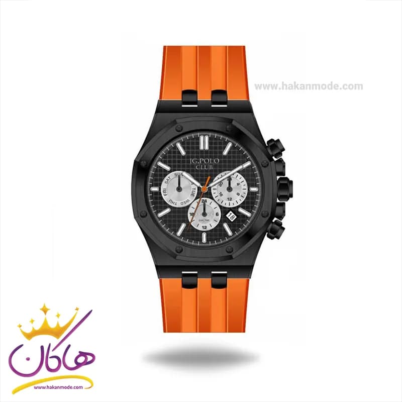 ساعت مچی جی جی پولو مردانه بند رابر نارنجی JPC.1222.2900S/7